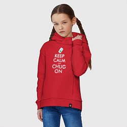 Толстовка оверсайз детская Keep Calm & Chug on, цвет: красный — фото 2