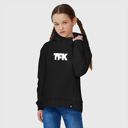 Детское худи оверсайз TFK: White Logo / Черный – фото 3