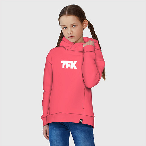 Детское худи оверсайз TFK: White Logo / Коралловый – фото 3