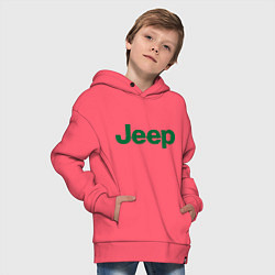 Толстовка оверсайз детская Logo Jeep, цвет: коралловый — фото 2