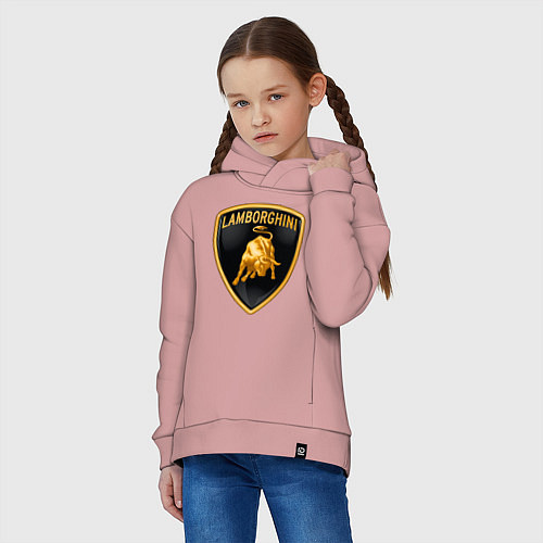 Детское худи оверсайз Lamborghini logo / Пыльно-розовый – фото 3