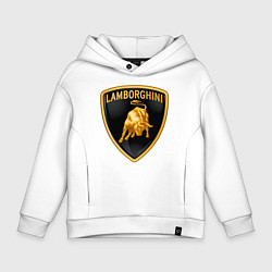 Толстовка оверсайз детская Lamborghini logo, цвет: белый