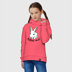 Толстовка оверсайз детская Rabbit: follow me, цвет: коралловый — фото 2