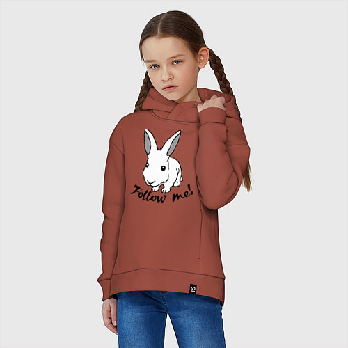 Детское худи оверсайз Rabbit: follow me / Кирпичный – фото 3