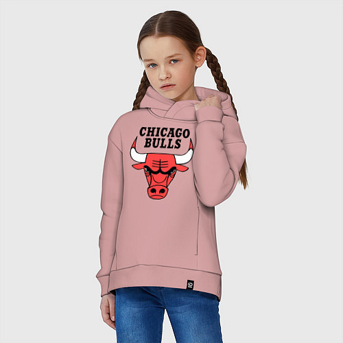 Детское худи оверсайз Chicago Bulls / Пыльно-розовый – фото 3