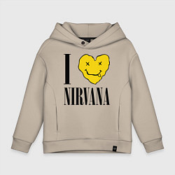 Толстовка оверсайз детская I love Nirvana, цвет: миндальный
