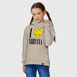 Толстовка оверсайз детская I love Nirvana, цвет: миндальный — фото 2