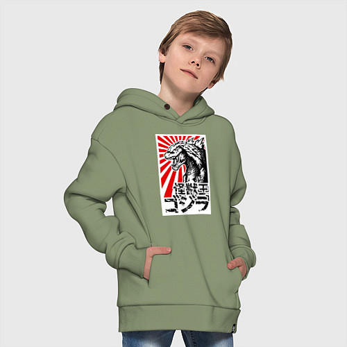 Детское худи оверсайз Godzilla Poster / Авокадо – фото 4