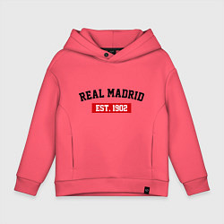 Толстовка оверсайз детская FC Real Madrid Est. 1902, цвет: коралловый