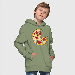 Толстовка оверсайз детская Пицца парная, цвет: авокадо — фото 2