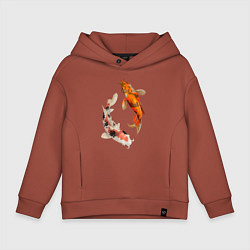 Толстовка оверсайз детская Инь-Ян, цвет: кирпичный