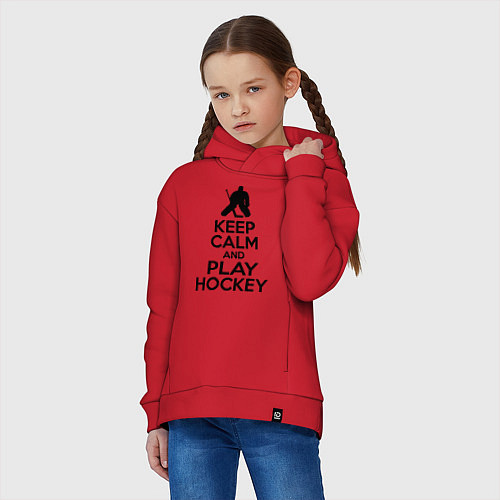 Детское худи оверсайз Keep Calm & Play Hockey / Красный – фото 3