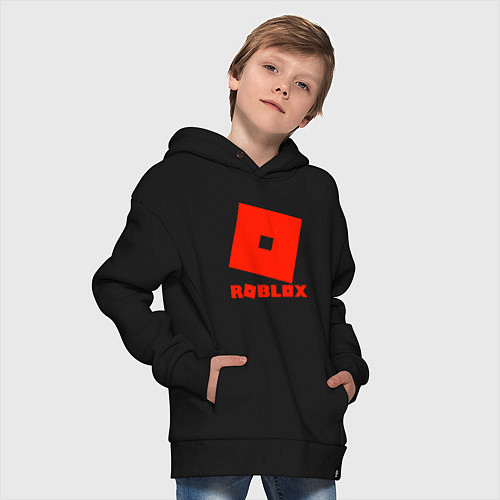 Детское худи оверсайз Roblox Logo / Черный – фото 4