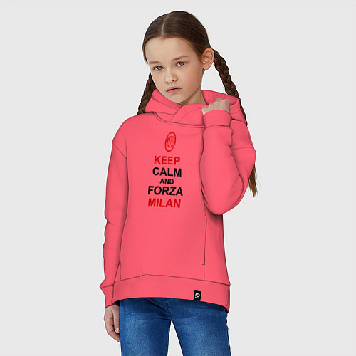 Детское худи оверсайз Keep Calm & Forza Milan / Коралловый – фото 3