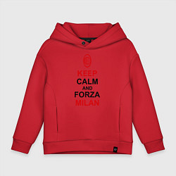 Толстовка оверсайз детская Keep Calm & Forza Milan, цвет: красный