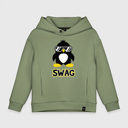 Толстовка оверсайз детская SWAG Penguin, цвет: авокадо