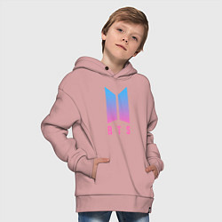 Толстовка оверсайз детская BTS: Neon J-Hope, цвет: пыльно-розовый — фото 2