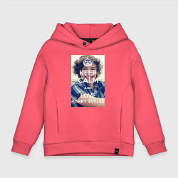 Толстовка оверсайз детская Keep Calm & Love Harry Styles, цвет: коралловый