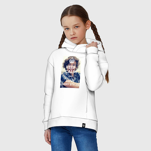 Детское худи оверсайз Keep Calm & Love Harry Styles / Белый – фото 3