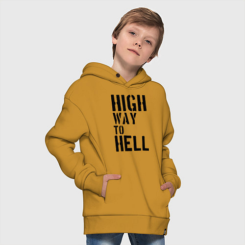 Детское худи оверсайз High way to hell / Горчичный – фото 4