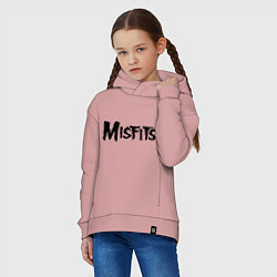 Толстовка оверсайз детская Misfits logo, цвет: пыльно-розовый — фото 2
