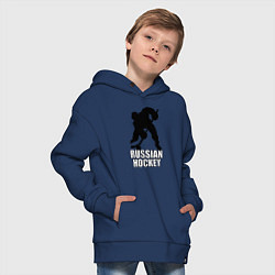 Толстовка оверсайз детская Russian Black Hockey, цвет: тёмно-синий — фото 2