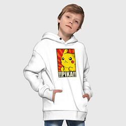 Толстовка оверсайз детская Pikachu: Pika Pika, цвет: белый — фото 2