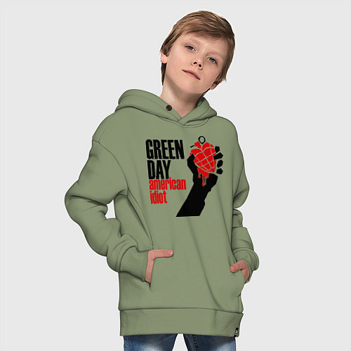Детское худи оверсайз Green Day: American idiot / Авокадо – фото 4