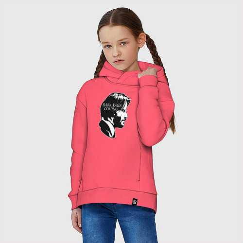 Детское худи оверсайз Baba Yaga is Coming / Коралловый – фото 3
