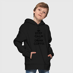 Толстовка оверсайз детская Keep Calm & Drink Coffee, цвет: черный — фото 2