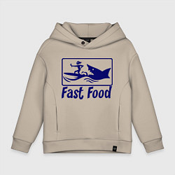 Толстовка оверсайз детская Shark fast food, цвет: миндальный