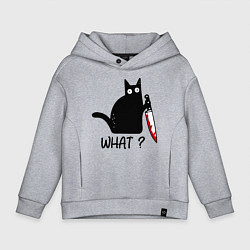 Толстовка оверсайз детская What cat, цвет: меланж