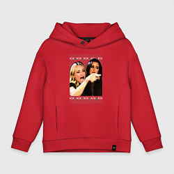Толстовка оверсайз детская Woman Yelling at a Cat, цвет: красный