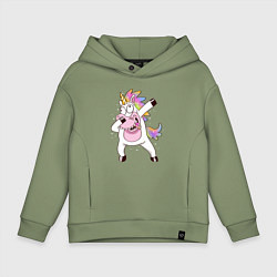 Толстовка оверсайз детская Dabbing Unicorn, цвет: авокадо