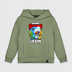 Толстовка оверсайз детская BRAWL STARS LEON, цвет: авокадо