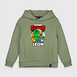 Толстовка оверсайз детская BRAWL STARS LEON, цвет: авокадо