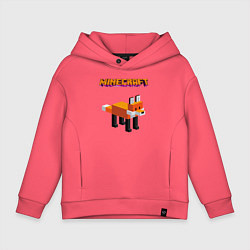 Толстовка оверсайз детская Minecraft - лиса, цвет: коралловый