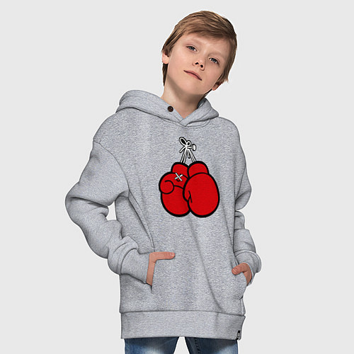 Детское худи оверсайз Боксерские перчатки / Меланж – фото 4
