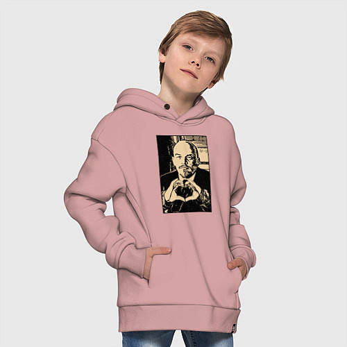 Детское худи оверсайз Ленин Oko / Пыльно-розовый – фото 4