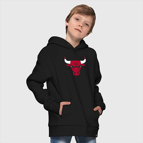 Детское худи оверсайз Chicago Bulls / Черный – фото 4