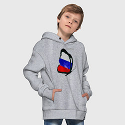 Толстовка оверсайз детская Россия, цвет: меланж — фото 2
