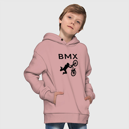Детское худи оверсайз Велоспорт BMX Z / Пыльно-розовый – фото 4