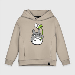 Толстовка оверсайз детская Totoro и бабочка, цвет: миндальный