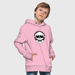 Толстовка оверсайз детская Skull Music lover, цвет: светло-розовый — фото 2