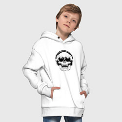 Толстовка оверсайз детская Skull Music lover, цвет: белый — фото 2