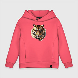 Толстовка оверсайз детская Тигр Tiger, цвет: коралловый