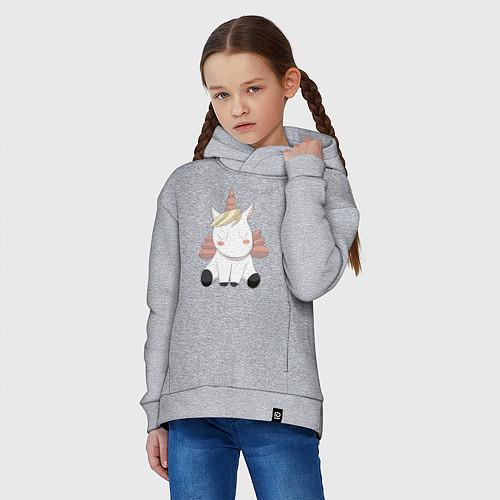Детское худи оверсайз Милый единорог / Меланж – фото 3