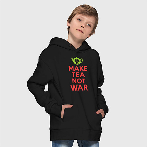 Детское худи оверсайз Make tea not war / Черный – фото 4