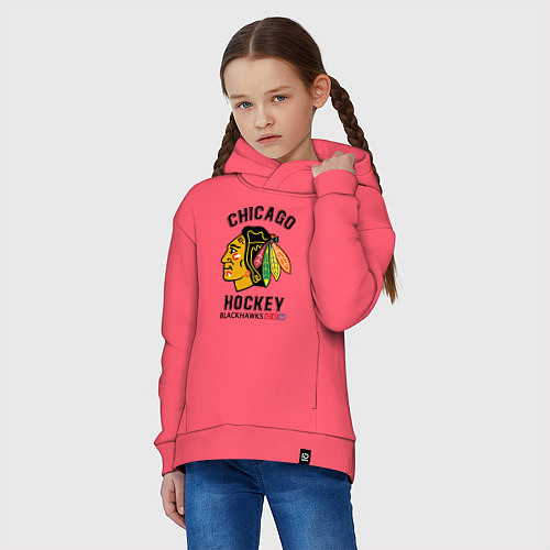 Детское худи оверсайз CHICAGO BLACKHAWKS NHL / Коралловый – фото 3