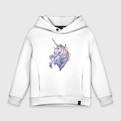 Толстовка оверсайз детская Красивый единорог, цвет: белый